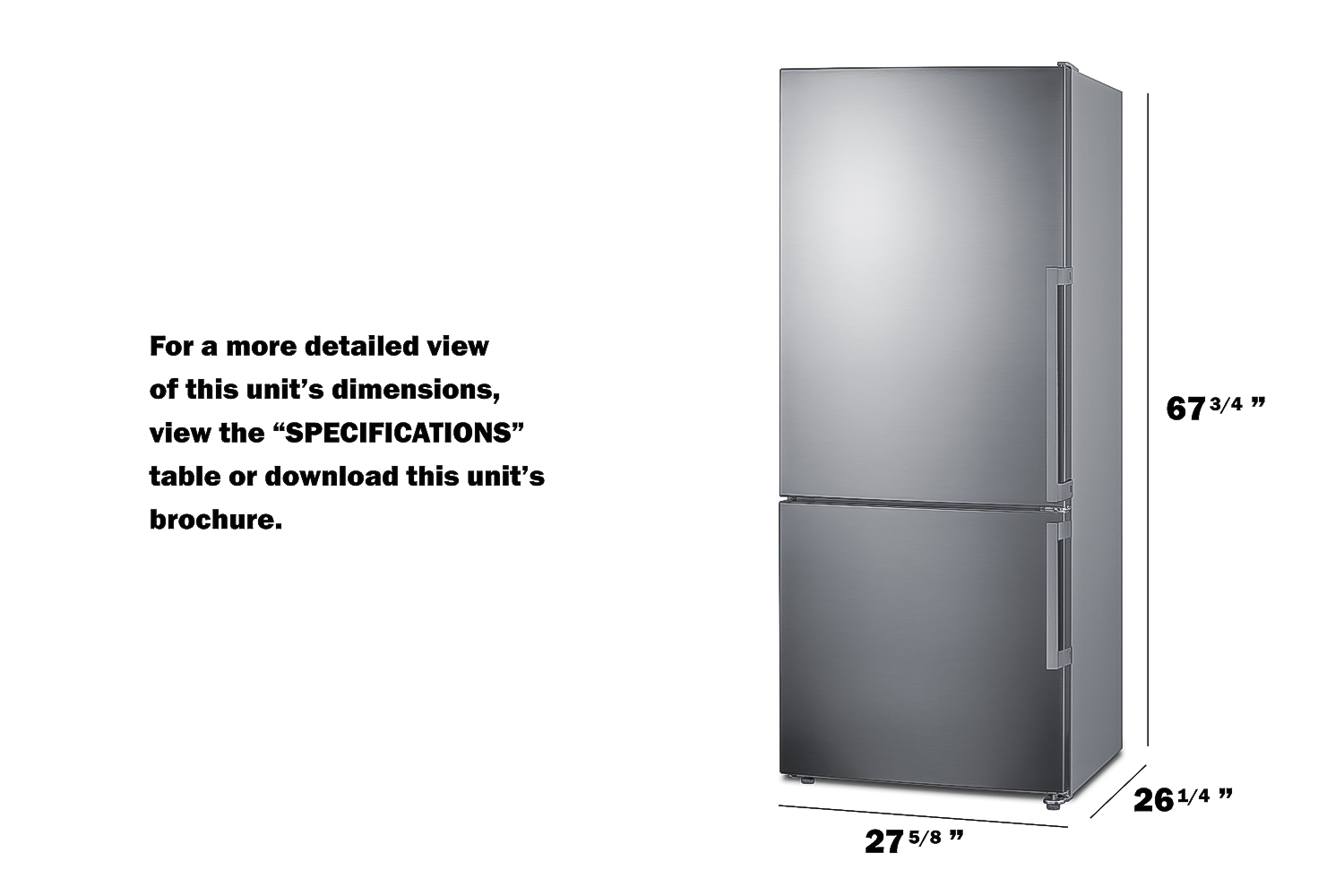 Frost-free ENERGY STAR certified bottom freezer refrigerator with icemaker in stainless steel